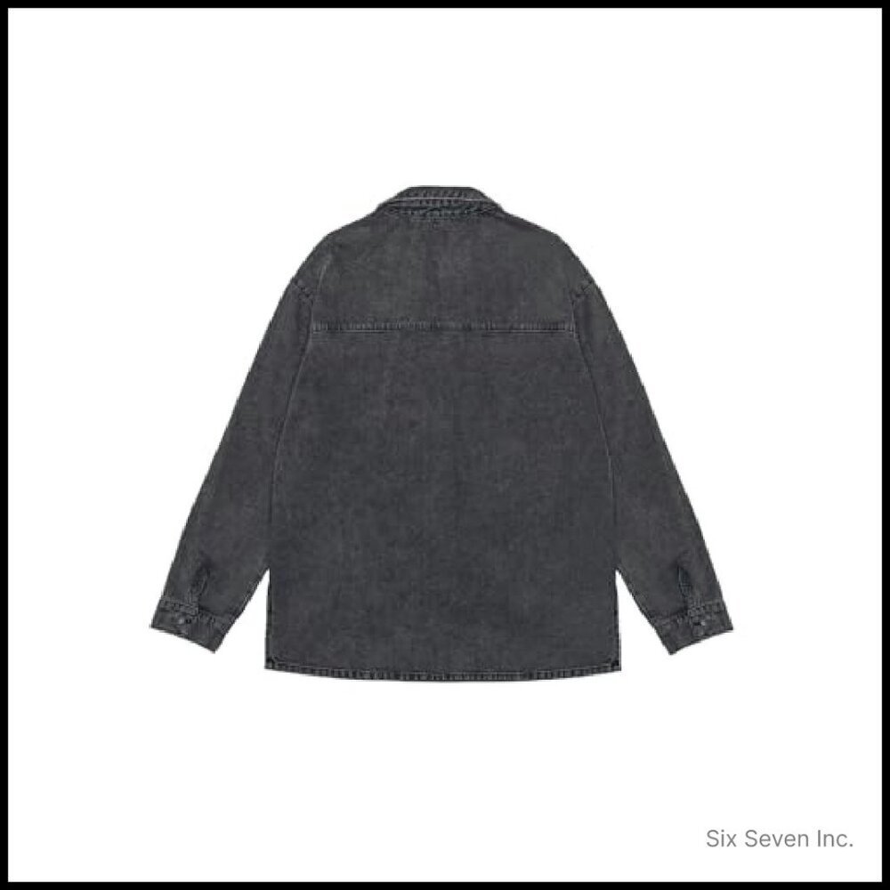 Oversized Denim Jacket Classic Button Up Casual Chic Y2K Retro Boyfriend Fit - Picture 7 of 8